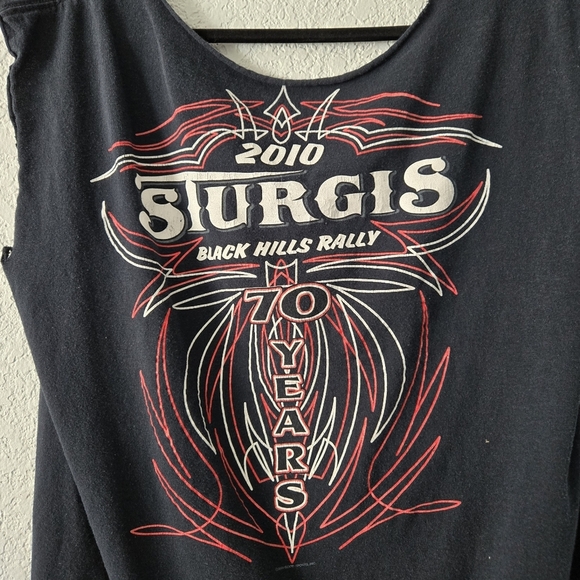 Sturgis XL Black Graphic moto cut off grunge tank top - Picture 4 of 5